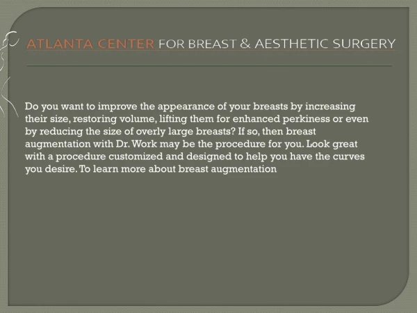 Atlanta Center For Breast & Aesthetic Surgery