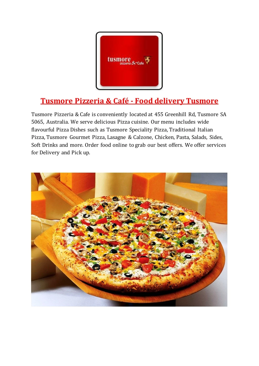 tusmore pizzeria caf food delivery tusmore