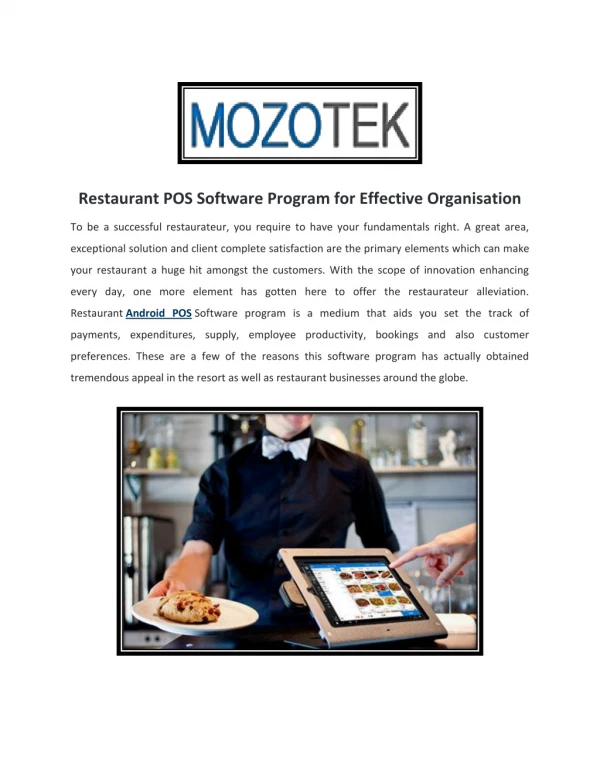 Restaurants POS | Cash Register Software | iPad POS | MozoTek