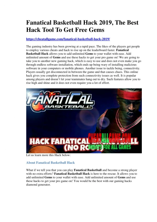 Fanatical Basketball Hack 2019, The Best Hack Tool To Get Free Gems