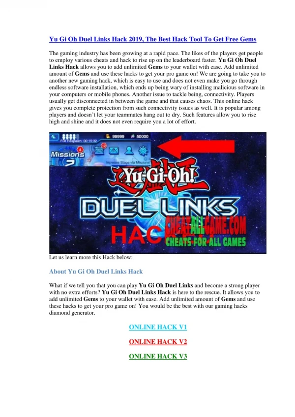 Yu Gi Oh Duel Links Hack 2019, The Best Hack Tool To Get Free Gems