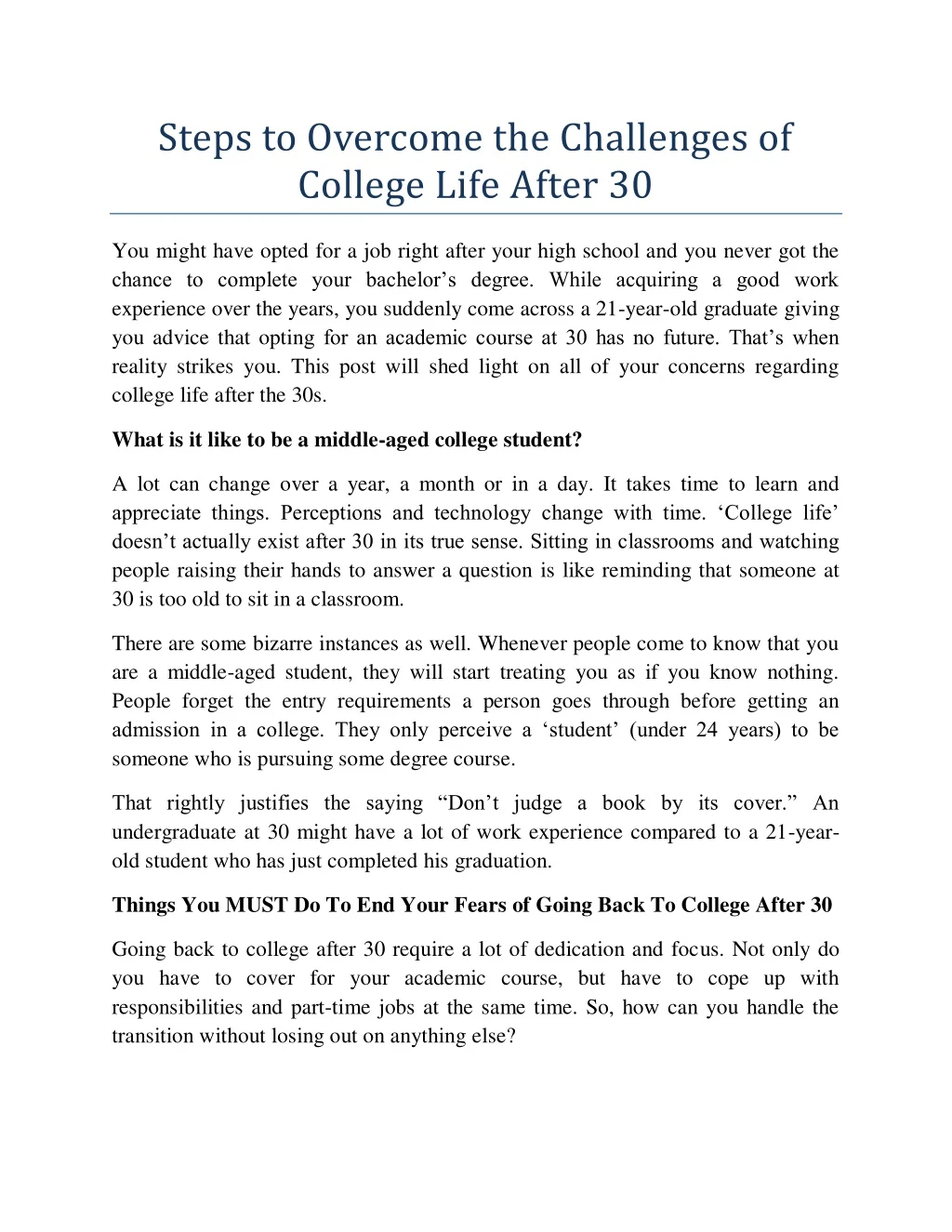 steps to overcome the challenges of college life