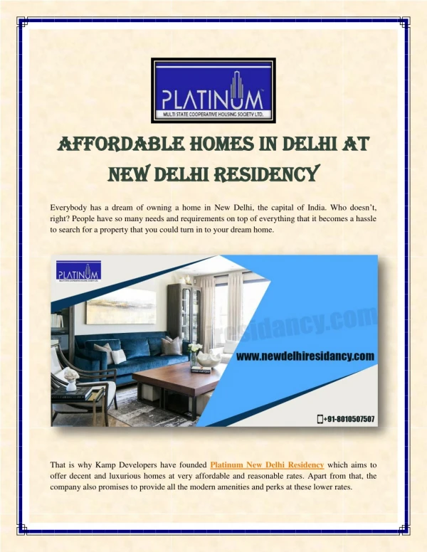 Affordable Homes in Delhi at New Delhi Residency