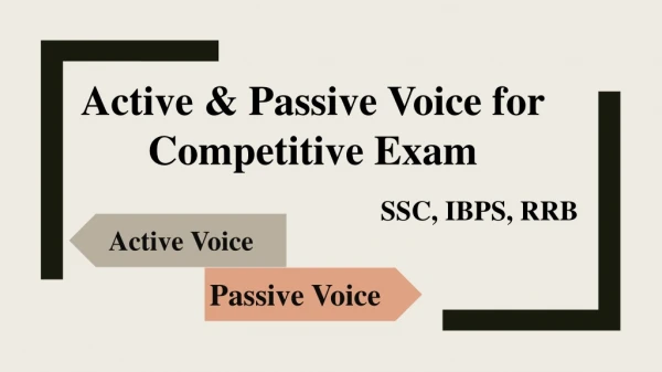 Active Passive Voice for Government Exam