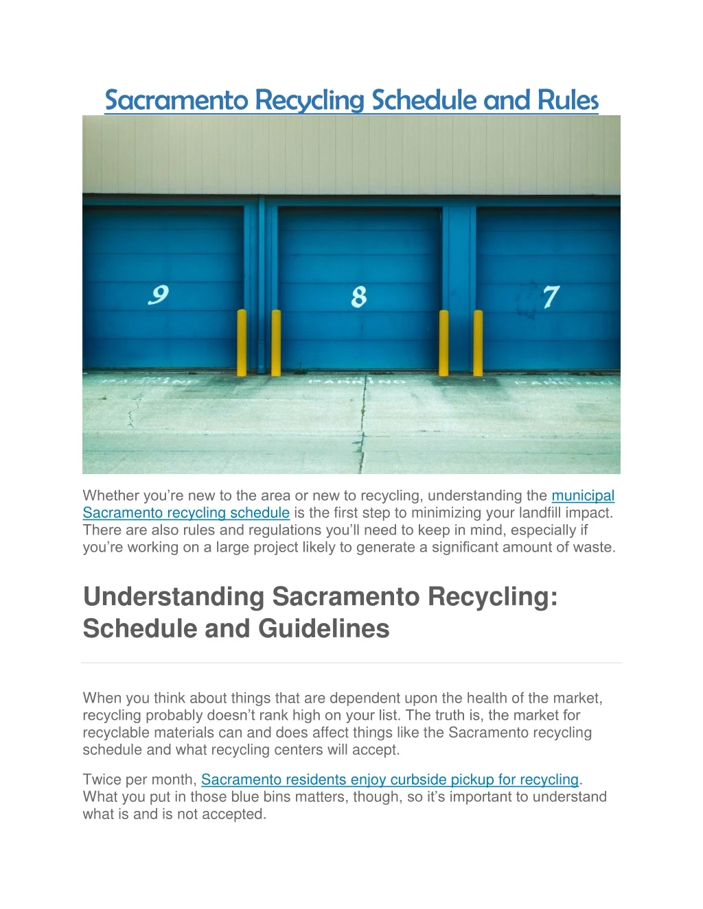 sacramento recycling schedule and rules