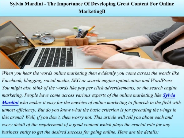 Sylvia Mardini - The Importance Of Developing Great Content For Online Marketing S