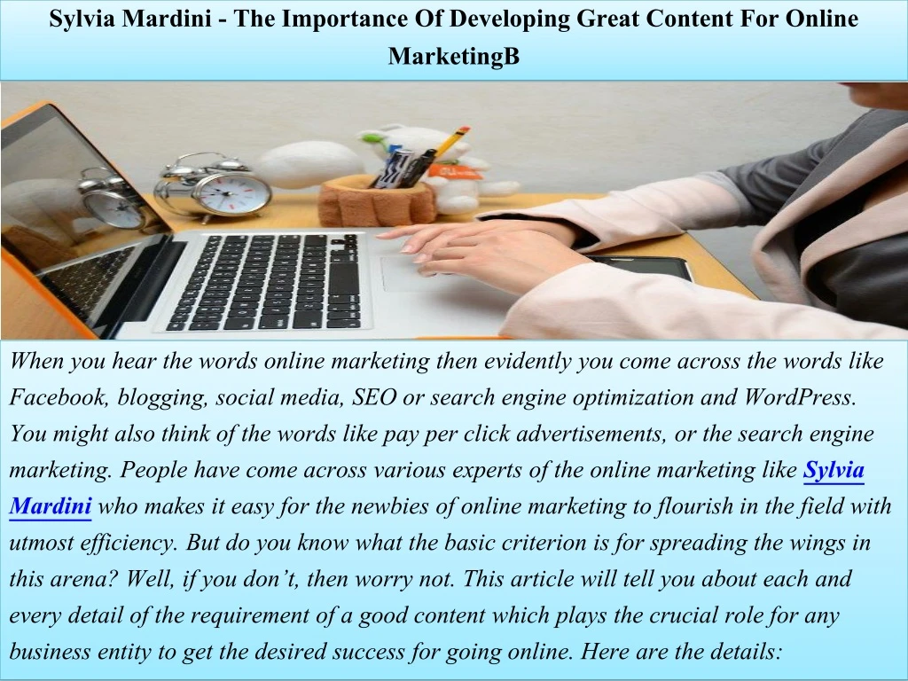 sylvia mardini the importance of developing great content for online marketingb