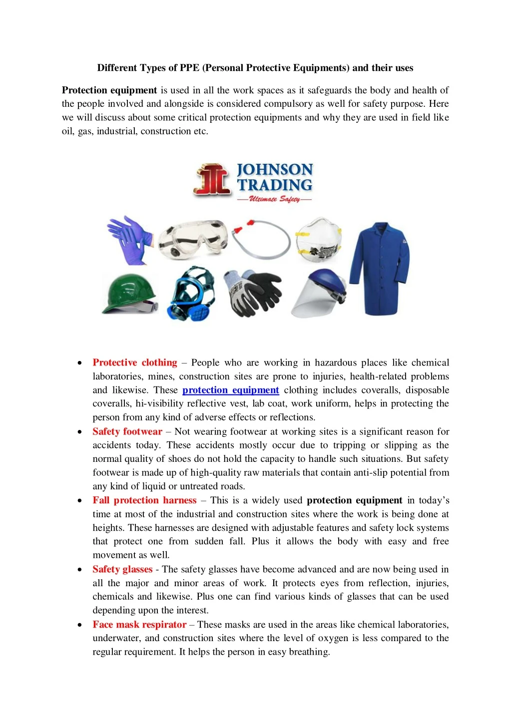 different types of ppe personal protective
