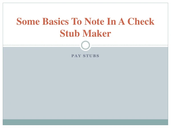 Some Basic To Note in pay check stubs