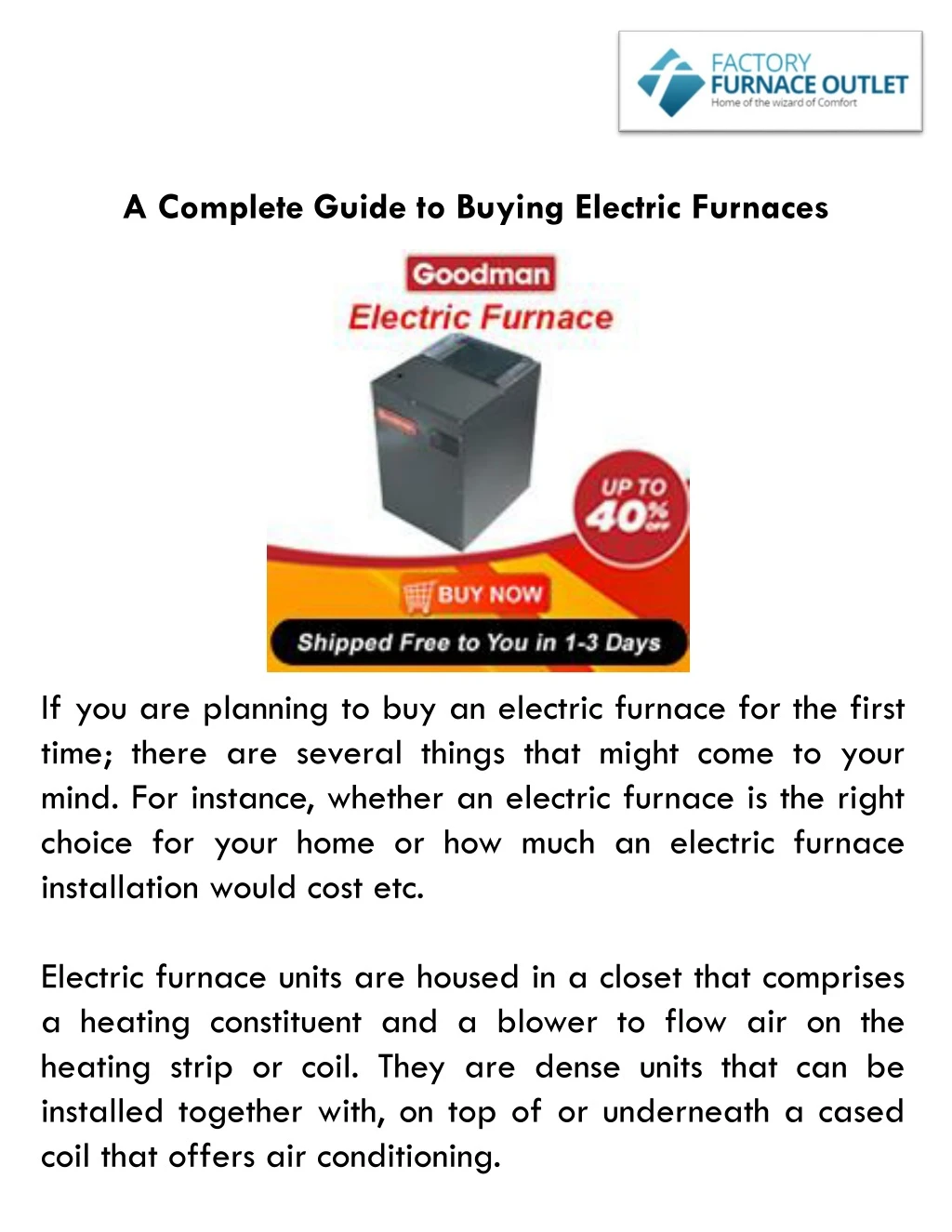 a complete guide to buying electric furnaces