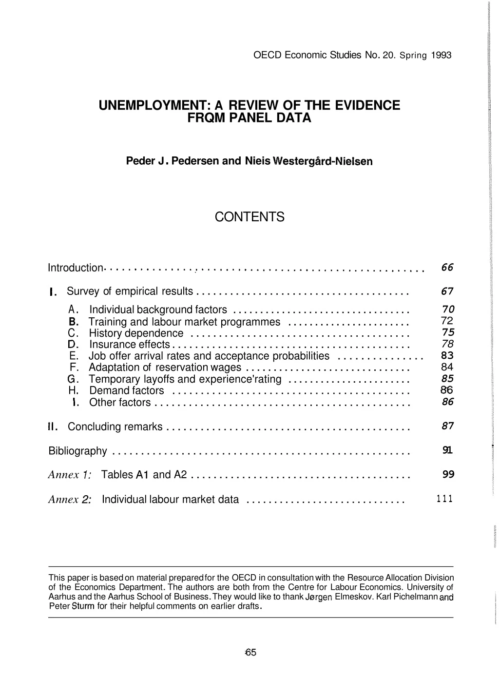 oecd economic studies no 20 spring 1993