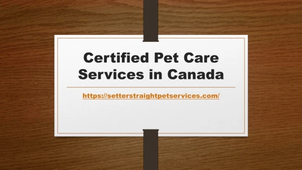 Certified Pet Care Services in Canada