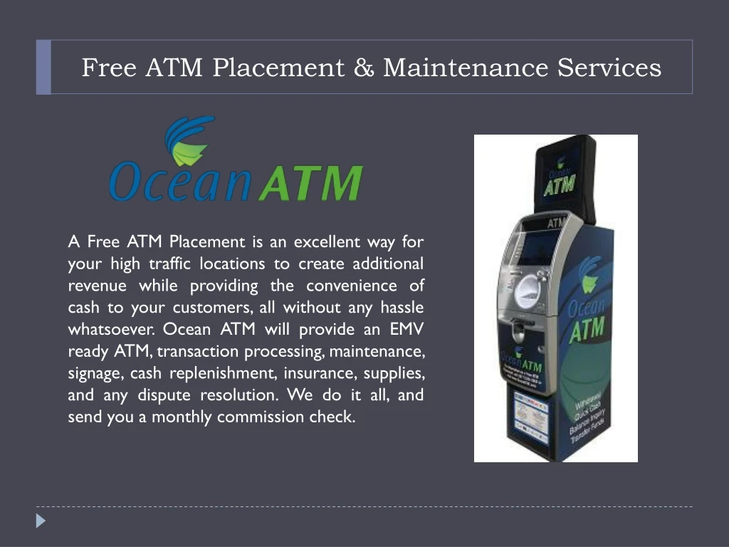 free atm placement maintenance services