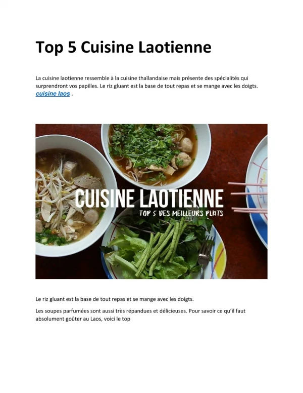 Top 5 Cuisine Laotienne