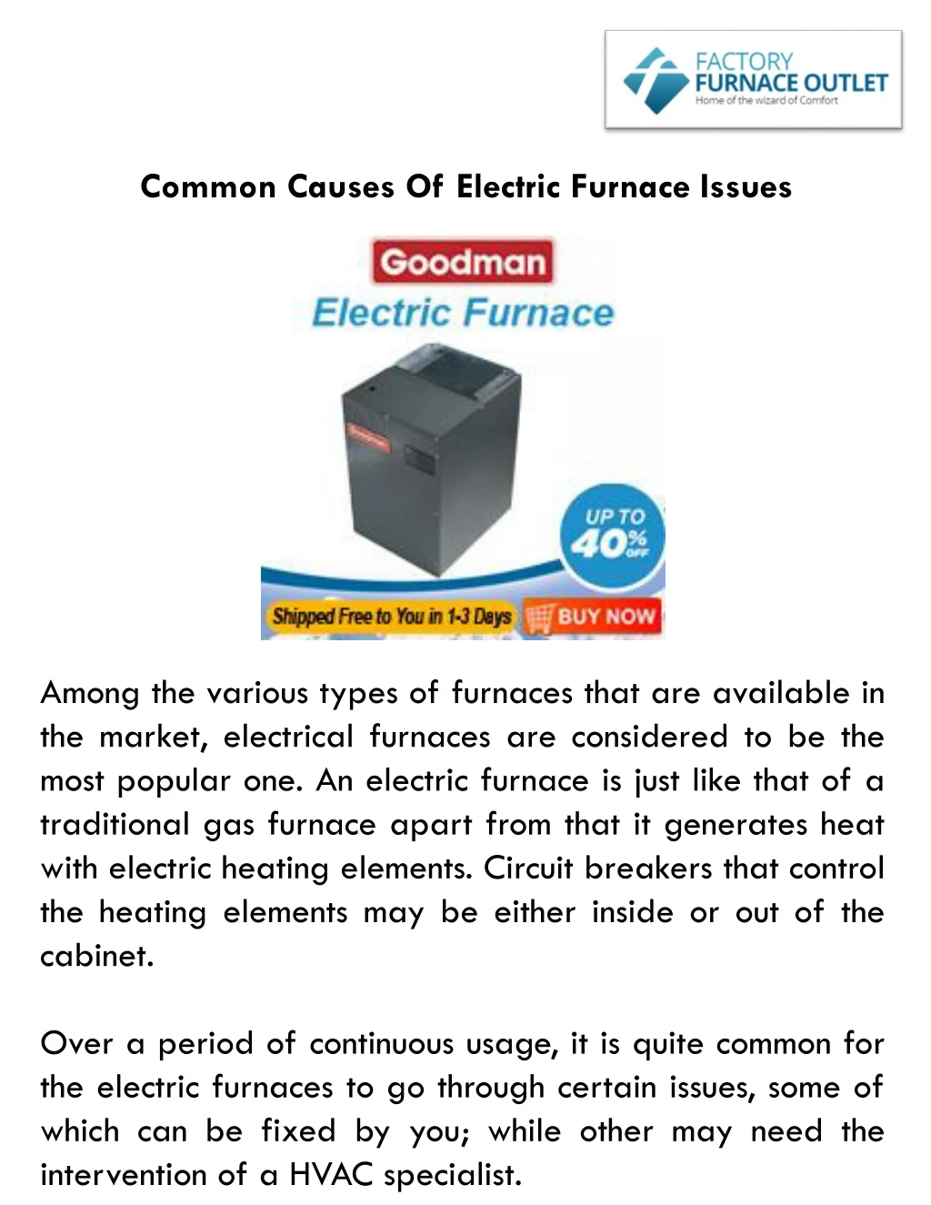 common causes of electric furnace issues