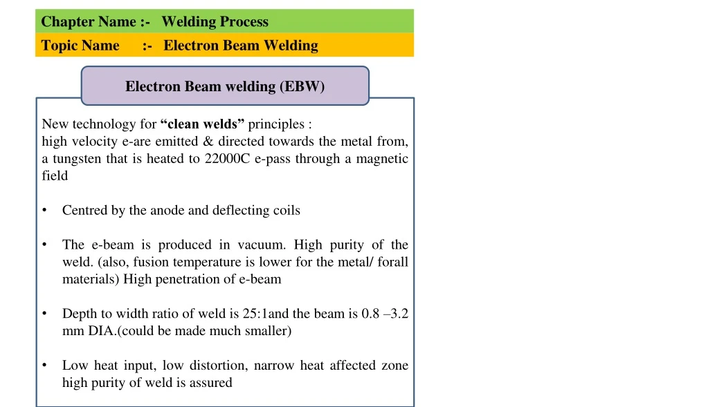 electron beam welding ebw