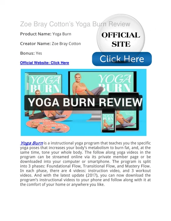 Zoe Bray Cotton’s Yoga Burn PDF