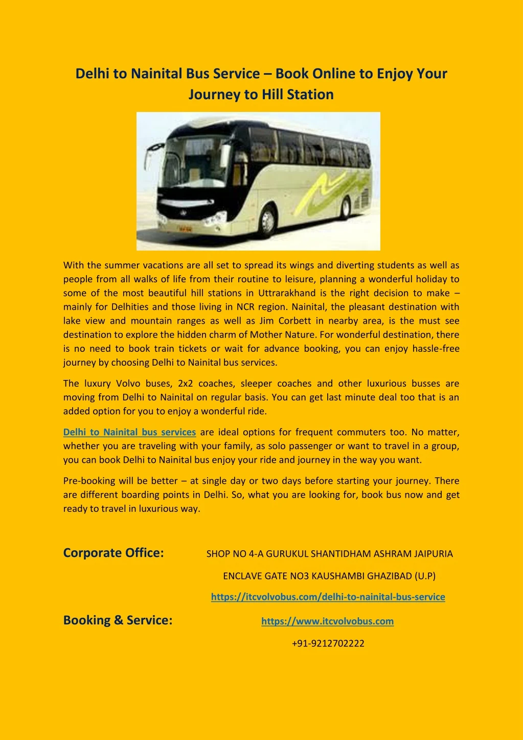 delhi to nainital bus service book online