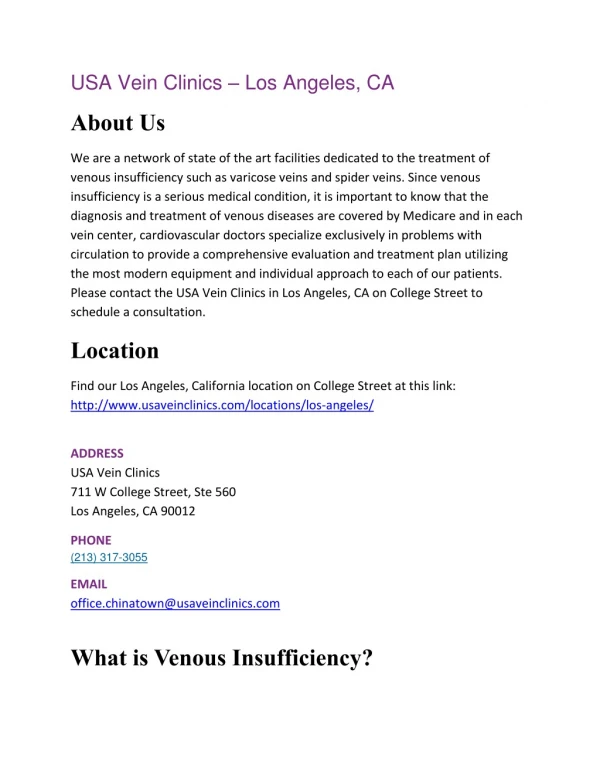 usa vein clinics los angeles ca