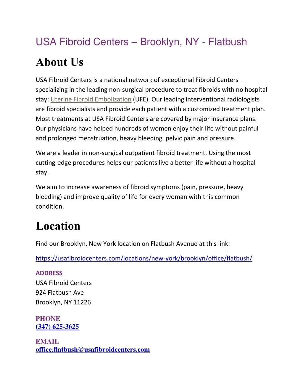 usa fibroid centers brooklyn ny flatbush