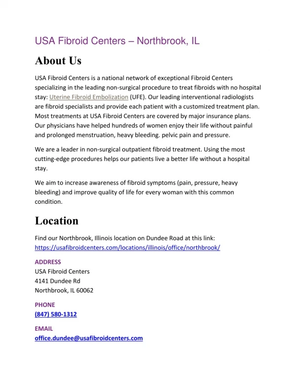 USA Fibroid Centers – Northbrook, IL