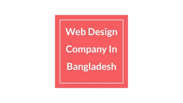 Web design company in bangladesh