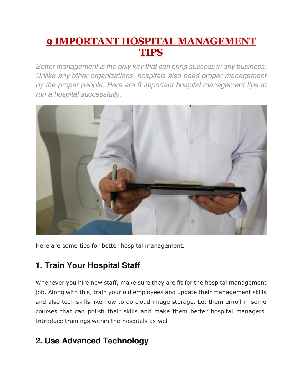 9 important hospital management tips