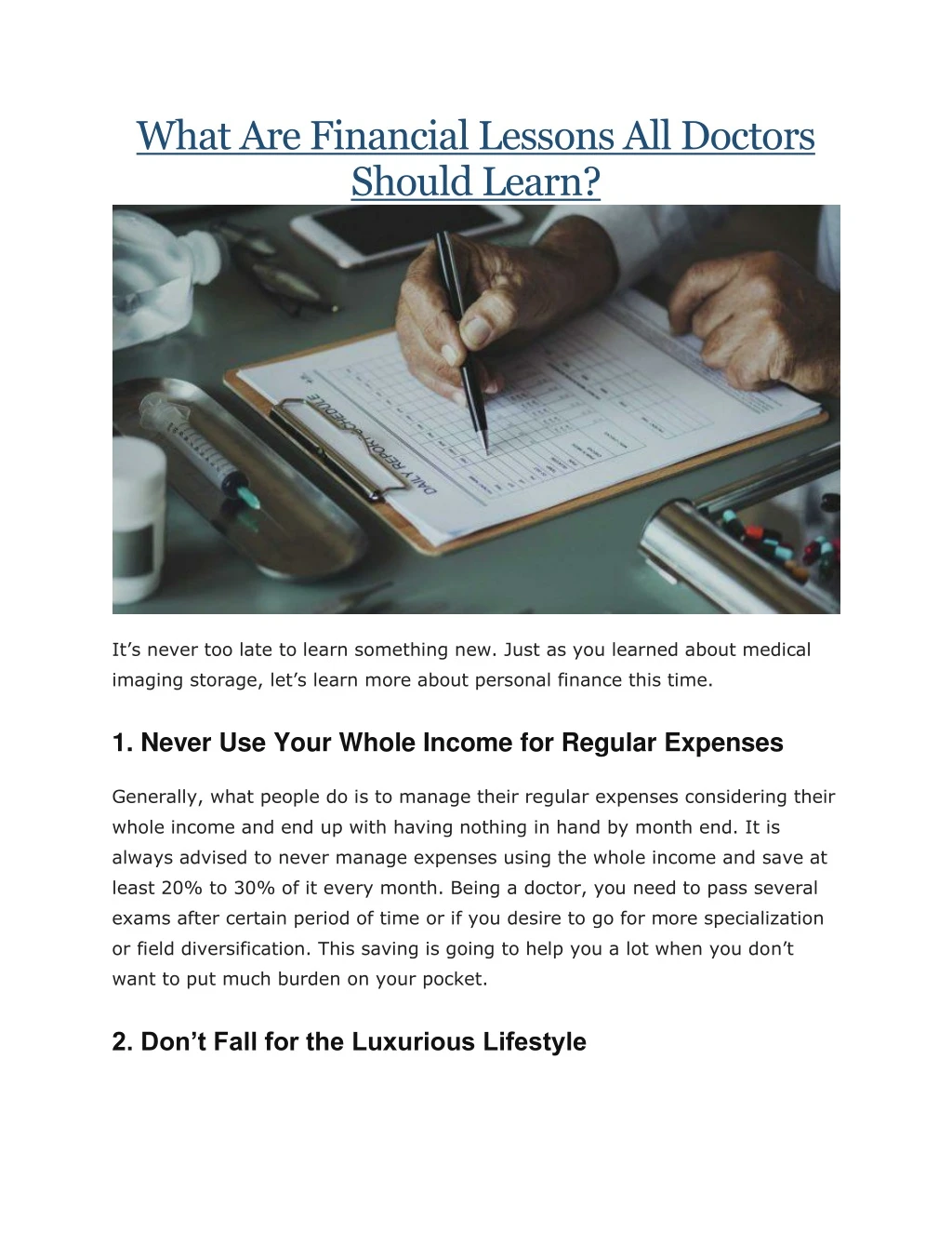 what are financial lessons all doctors should
