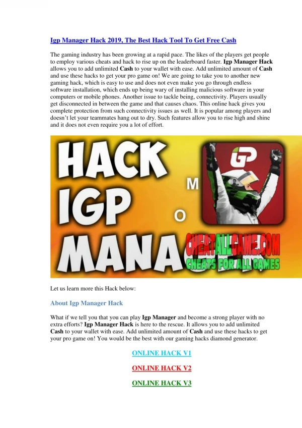 Igp Manager Hack 2019, The Best Hack Tool To Get Free Cash