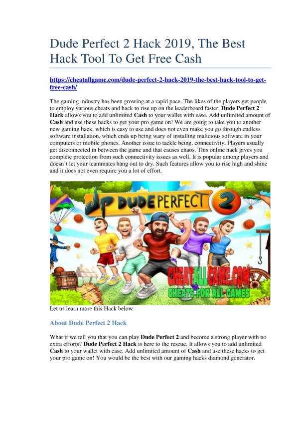 Dude Perfect 2 Hack 2019, The Best Hack Tool To Get Free Cash