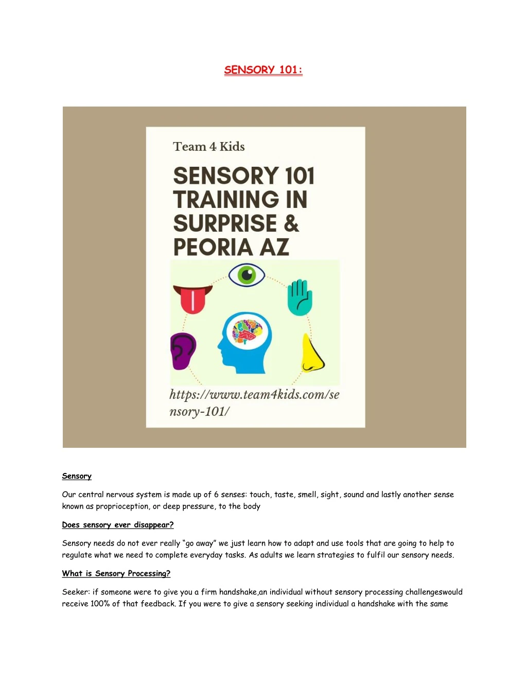 sensory 101