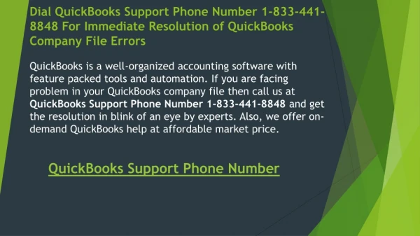 QuickBooks Support Phone Number 1-833-441-8848