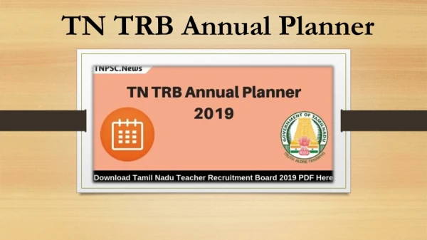 Download TN TRB Annual Planner 2019 Check All Tamil Nadu TRB Exams