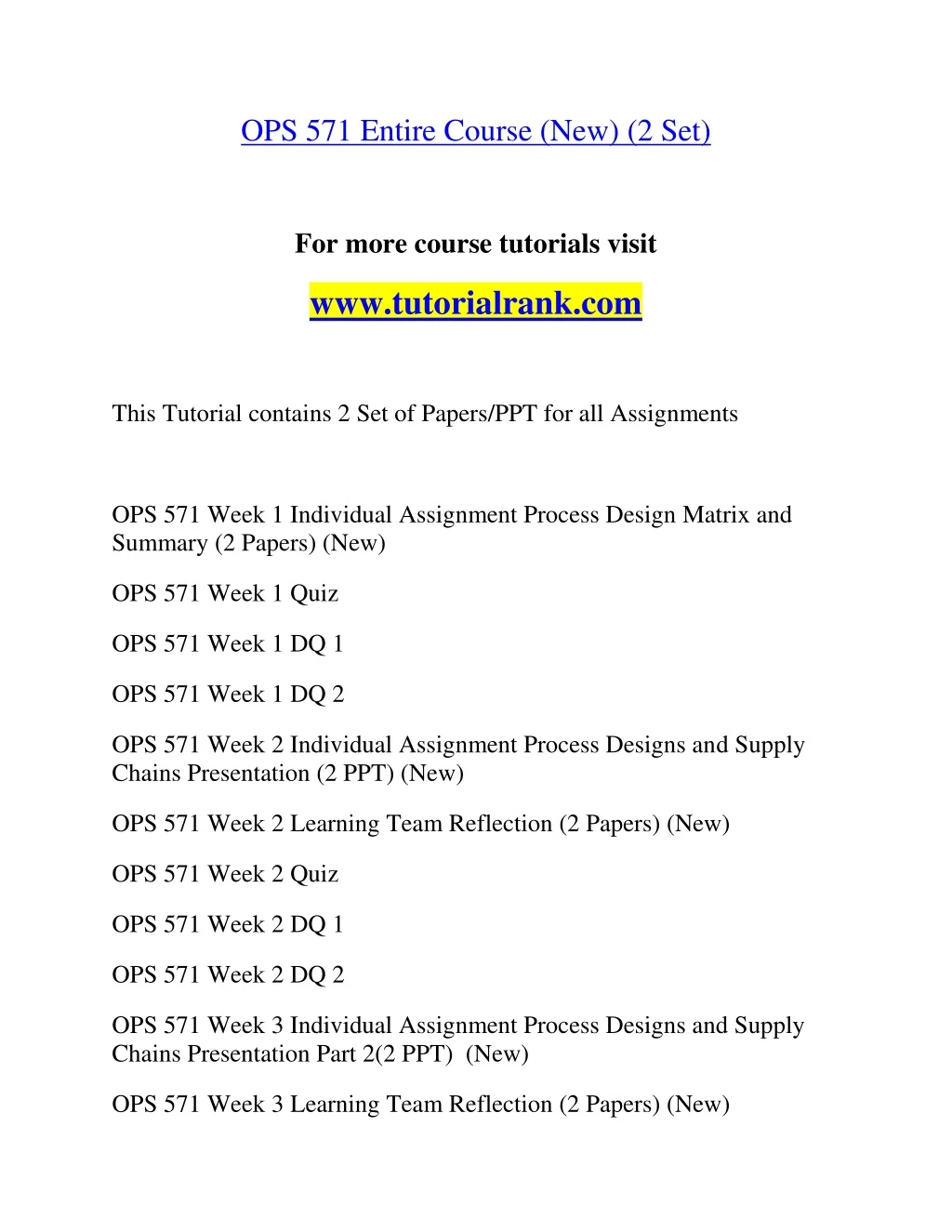 ops 571 entire course new 2 set