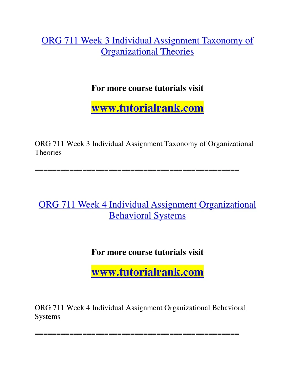org 711 week 3 individual assignment taxonomy