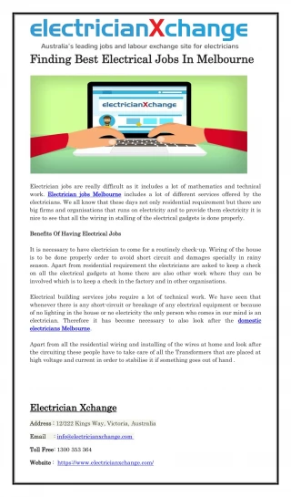 Finding Best Electrical Jobs In Melbourne - slide 1