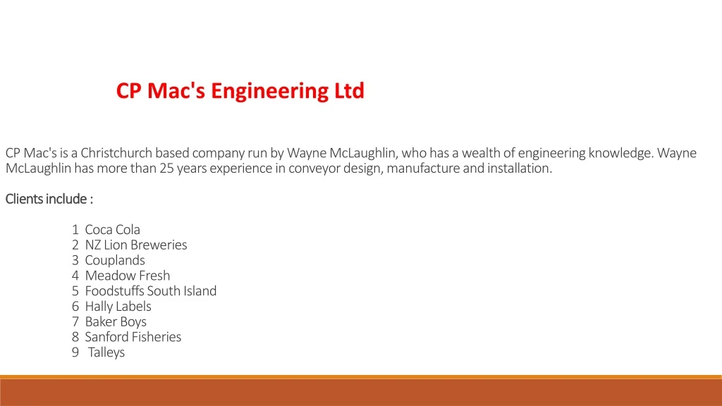 cp mac s engineering ltd