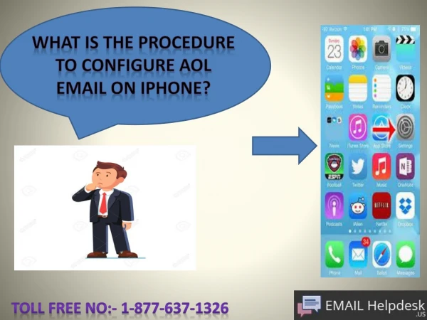 Procedure for setting up AOL email on iPhone.