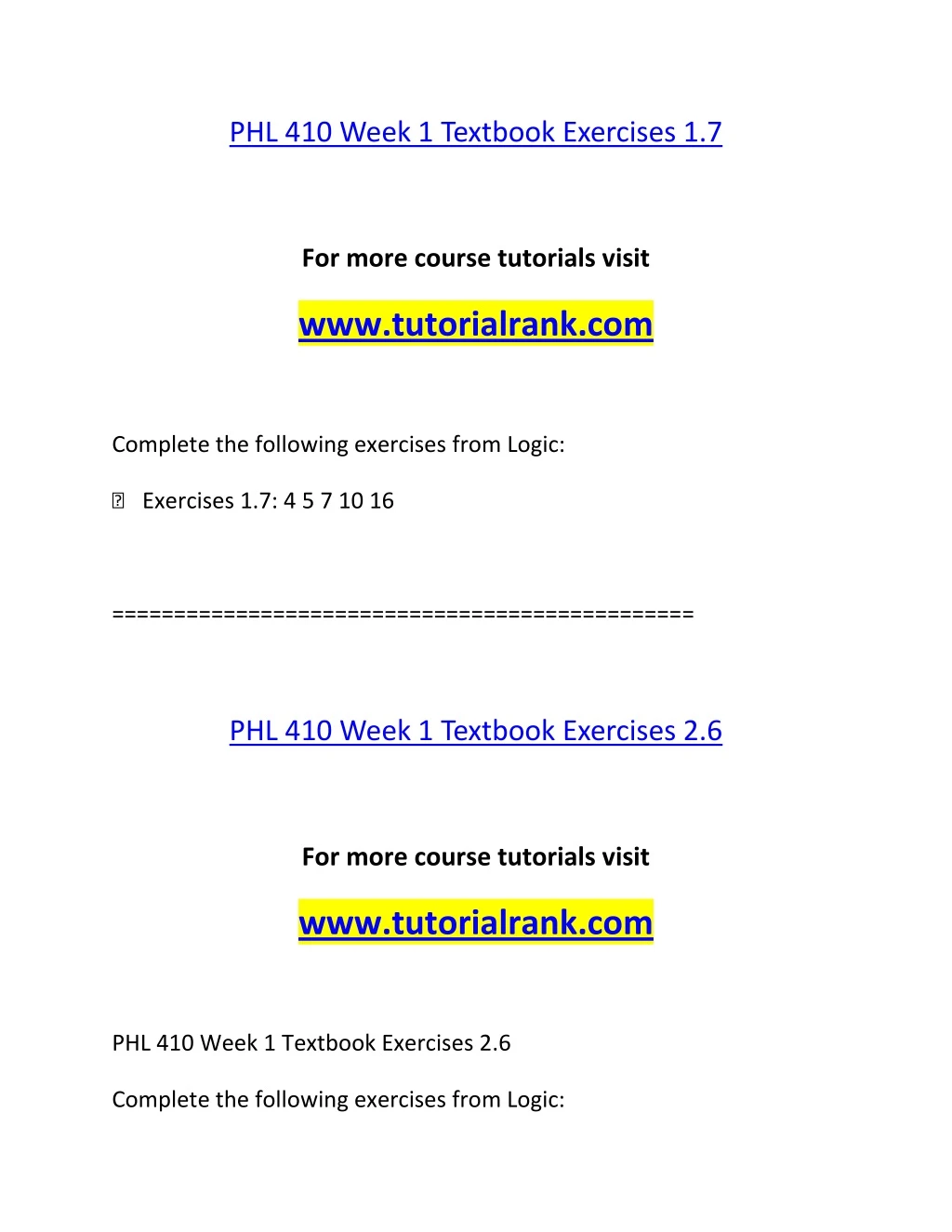 phl 410 week 1 textbook exercises 1 7