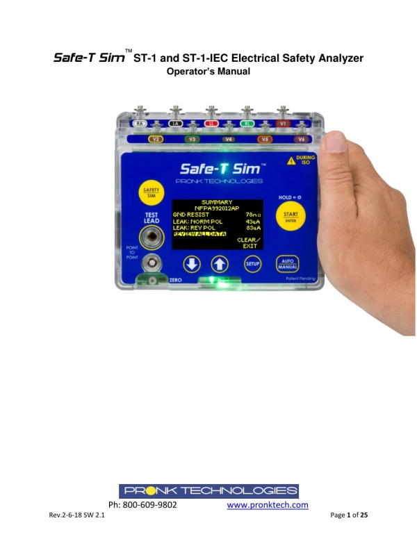 ST-1 and ST-1-IEC Electrical Safety Analyzer