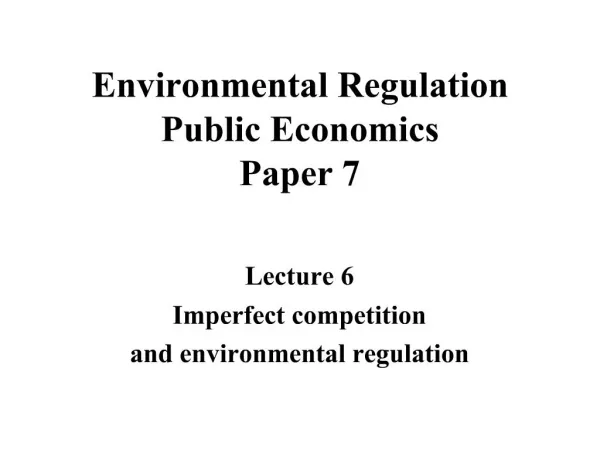 Environmental Regulation Public Economics Paper 7