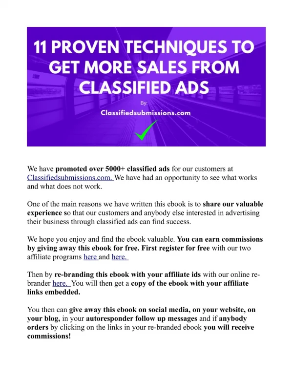 Make money from Classified Ads