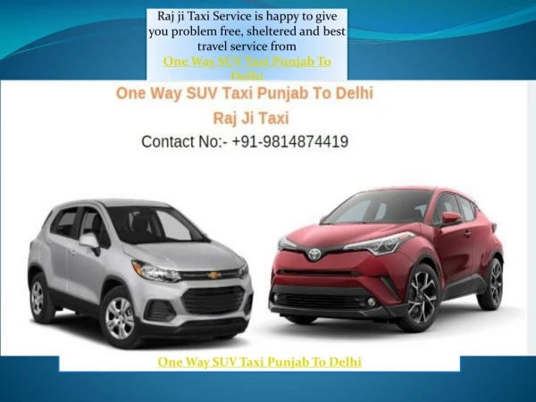 One Way SUV Taxi Punjab To Delhi