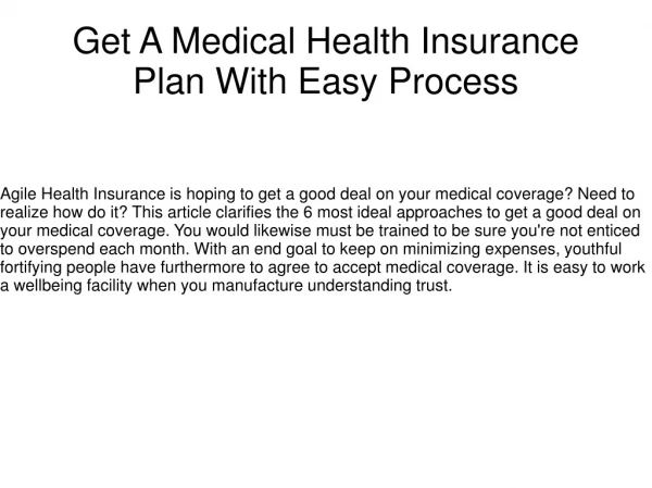 Get A Medical Health Insurance Plan With Easy Process