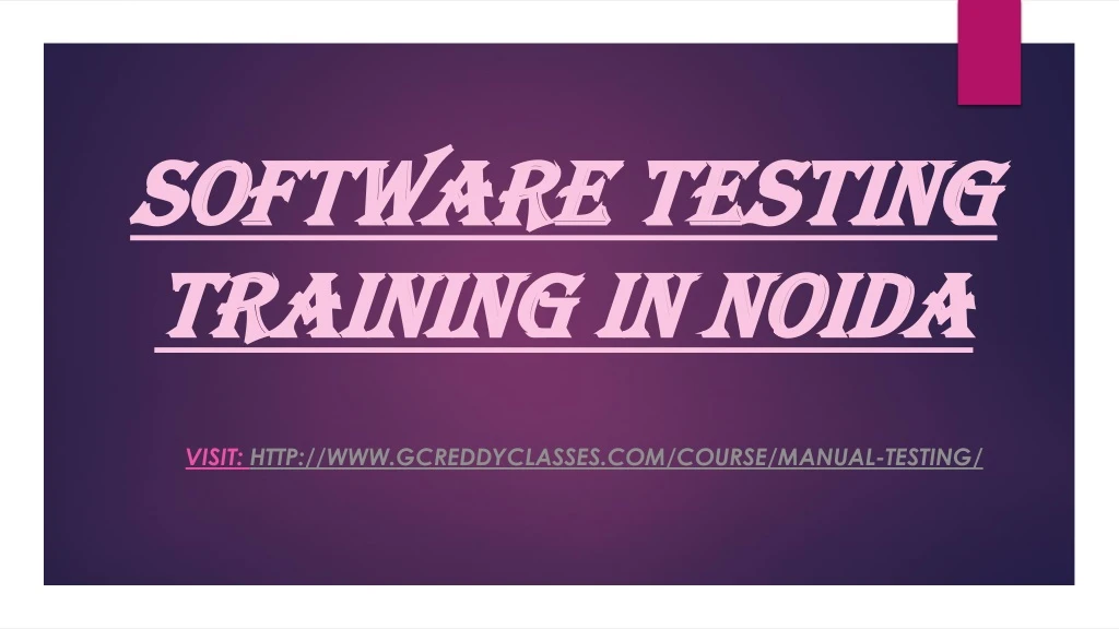 software testing training in noida