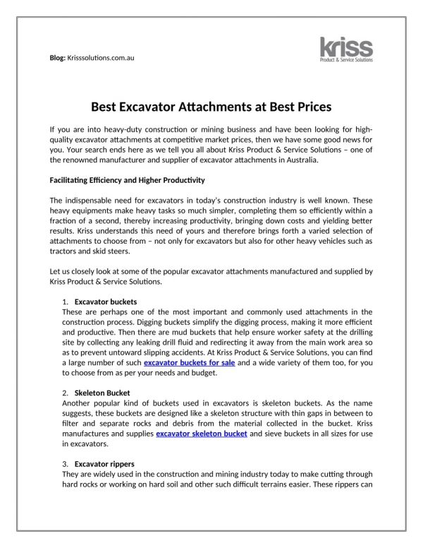 Best Excavator Attachments at Best Prices