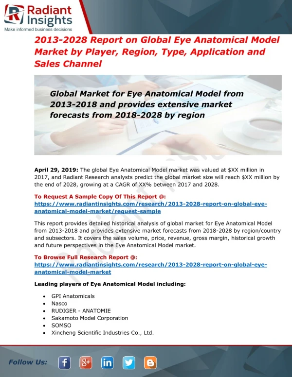 Eye Anatomical Model Market Will Grow at a Significant Pace by 2028