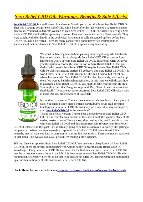 Sera Relief CBD Oil:-Reduce stress, anxiety, and depression