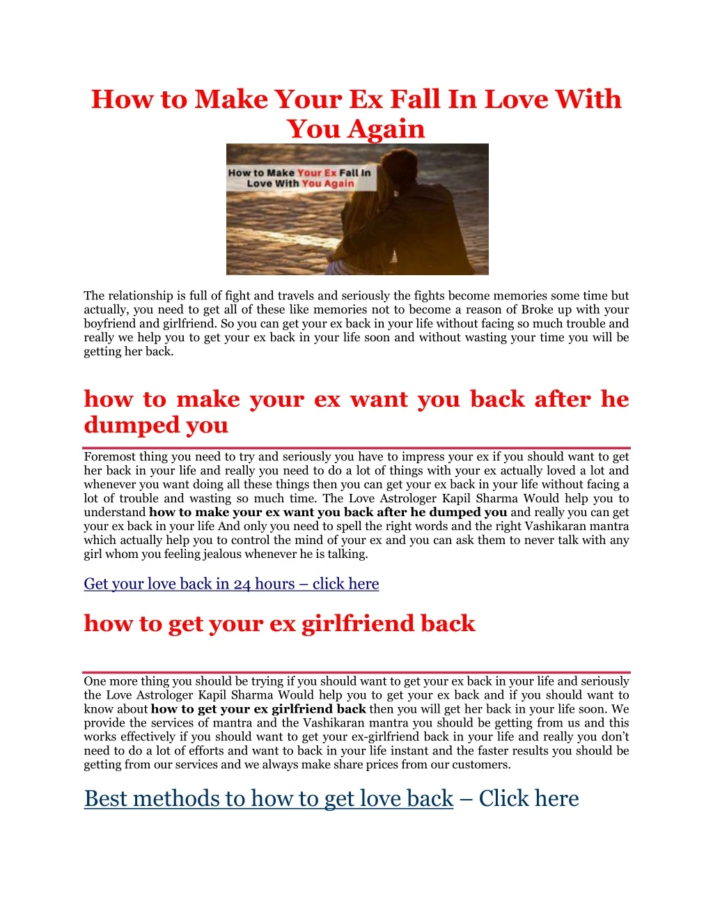 how to make your ex fall in love with you again