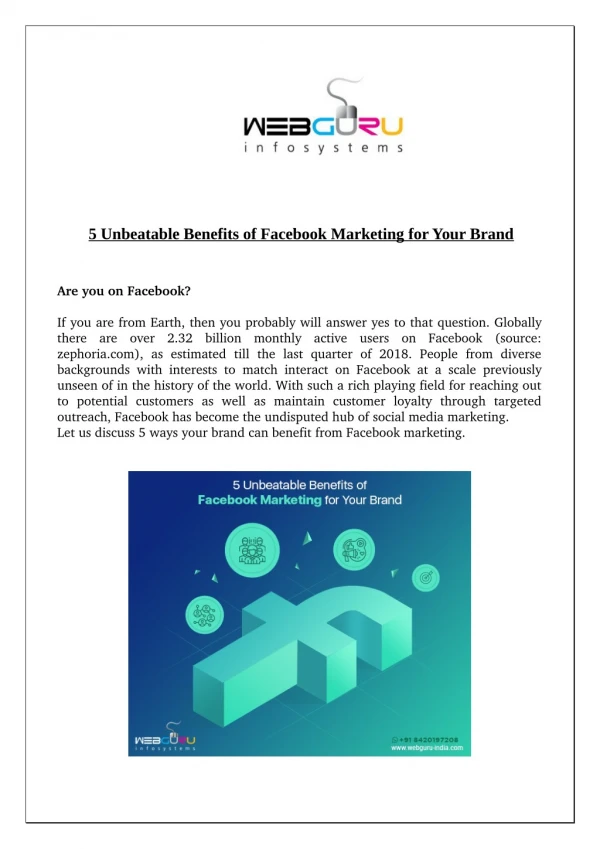 5 Unbeatable Benefits of Facebook Marketing for Your Brand